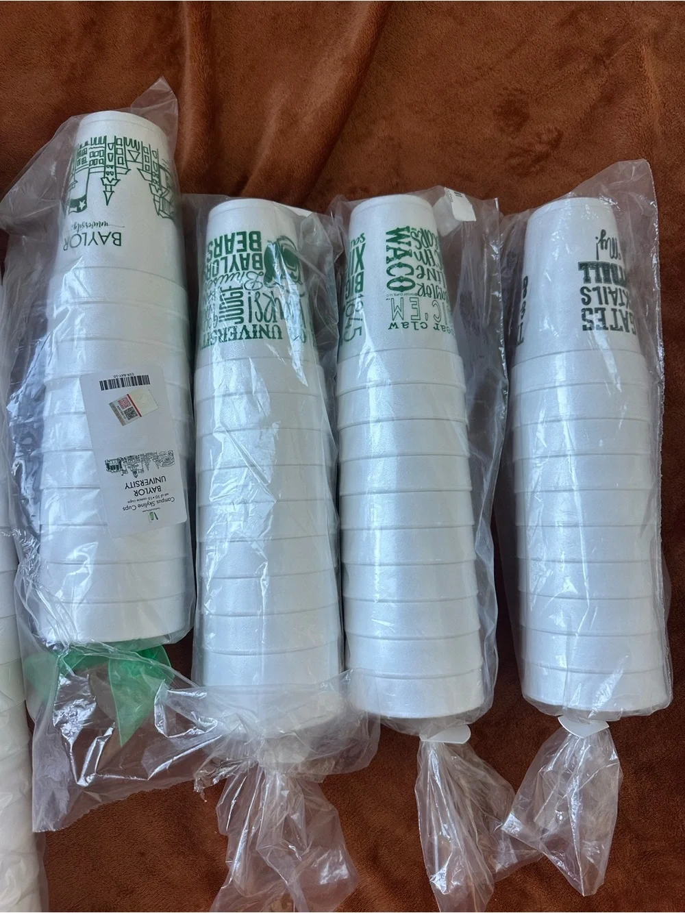 Baylor university White Foam Cups - Pack of Party Cups